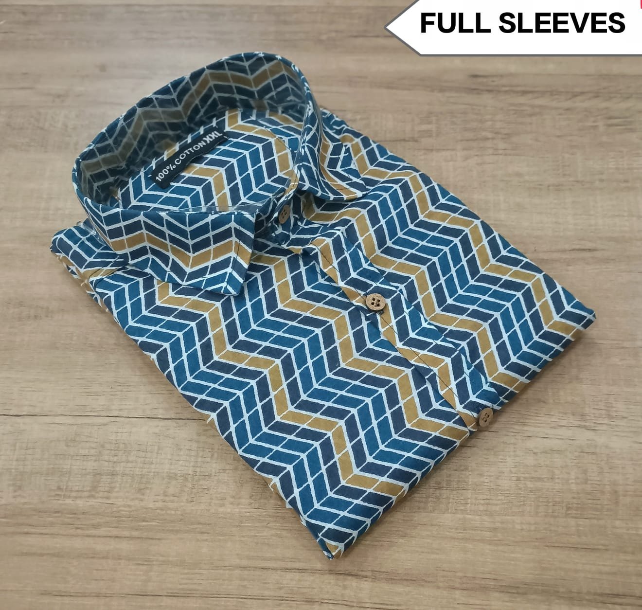 Cotton Printed Men Shirt Full Sleeve