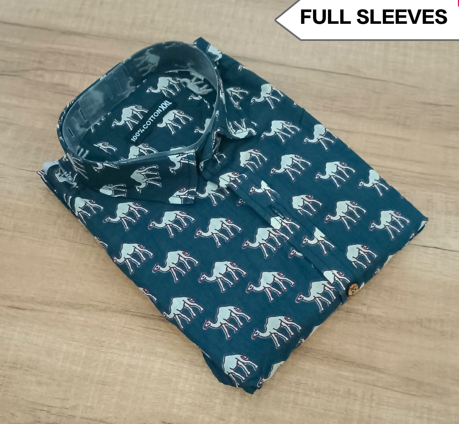 Cotton Printed Men Shirt Full Sleeve