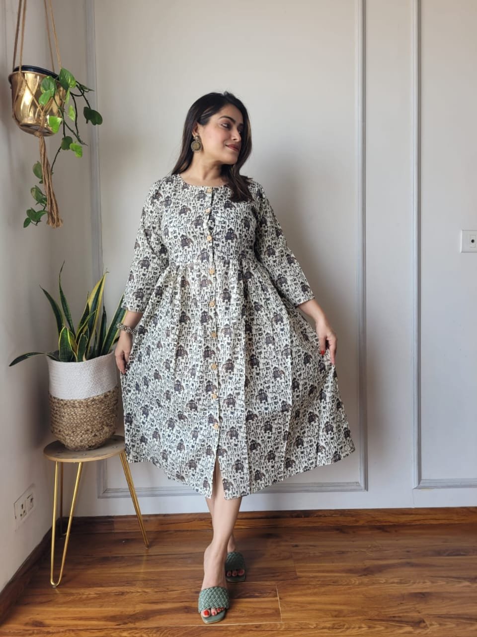 Cotton Printed One Piece Dress