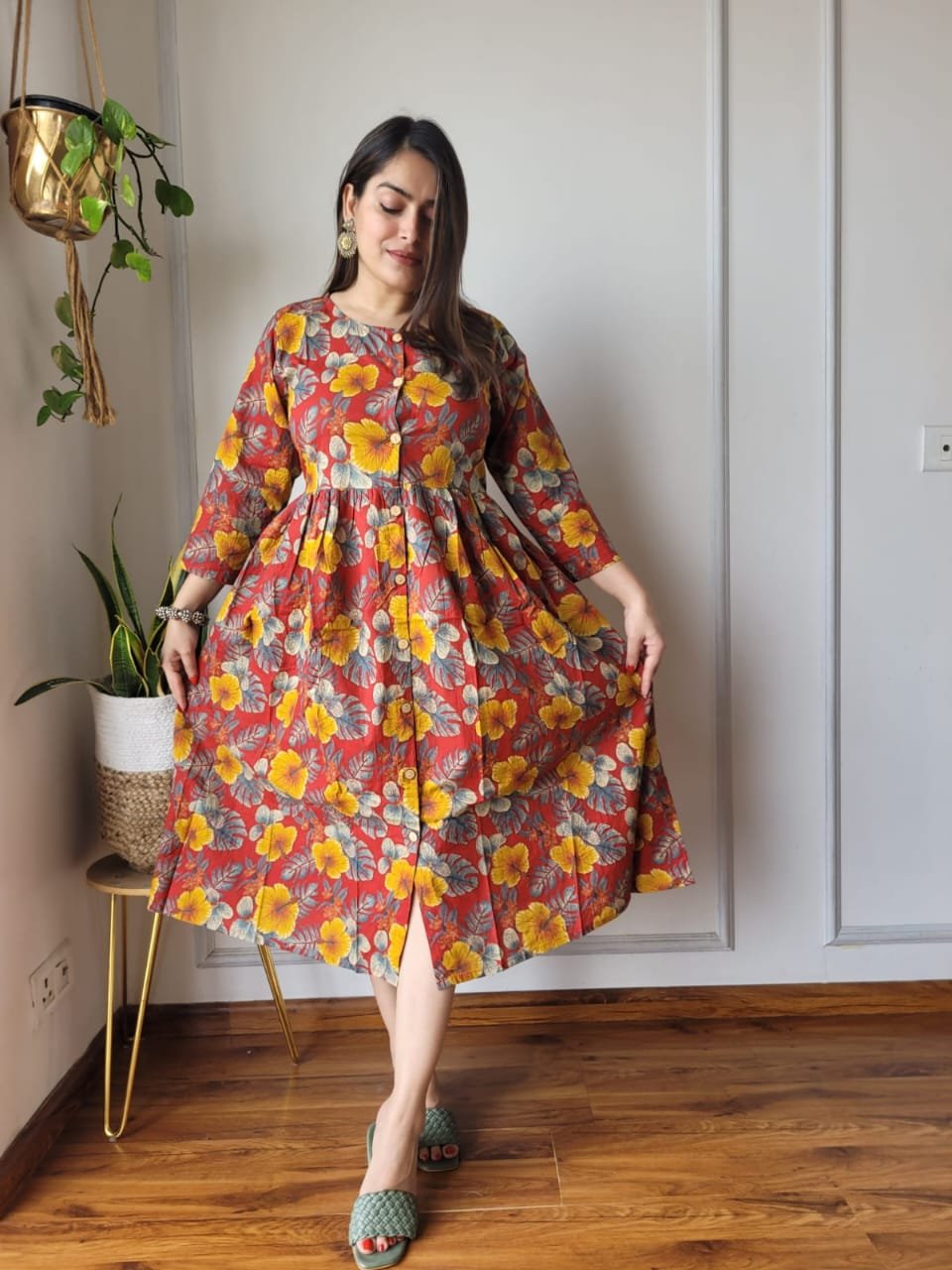 Cotton Printed One Piece Dress