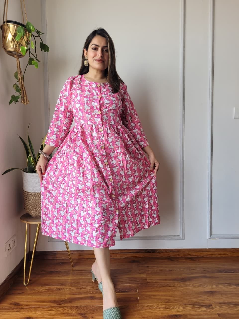 Cotton Printed One Piece Dress