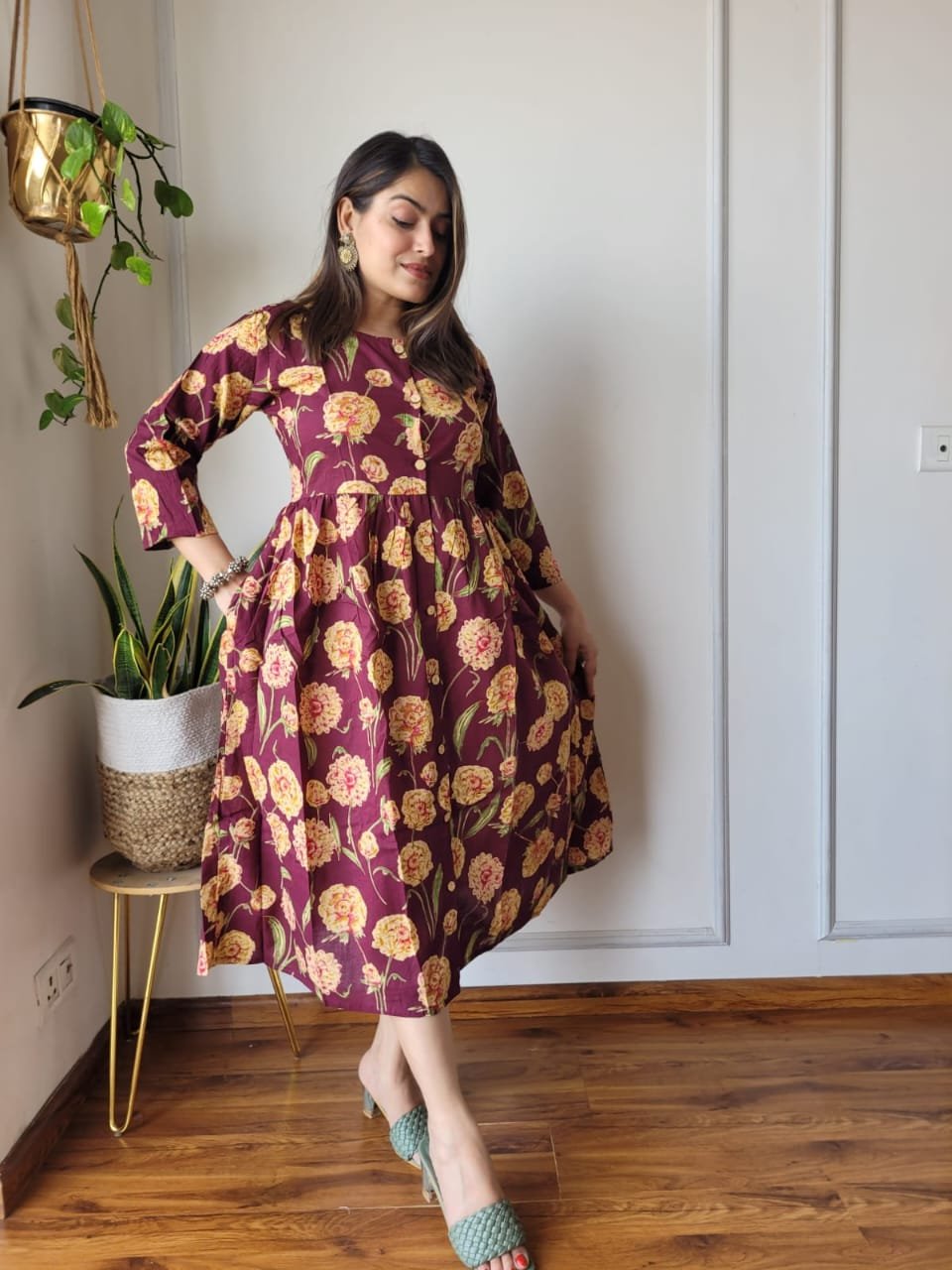 Cotton Printed One Piece Dress