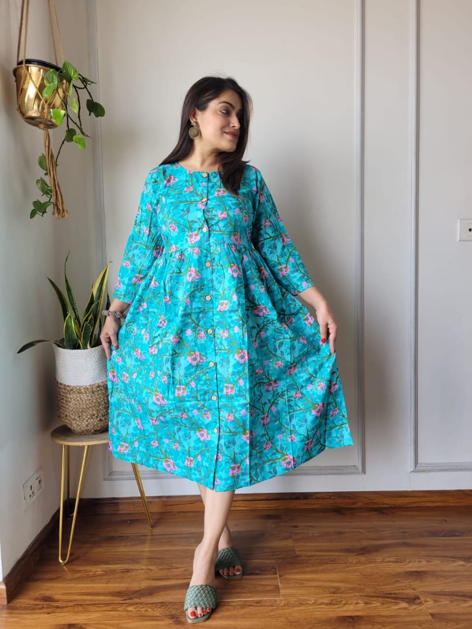 Cotton Printed One Piece Dress