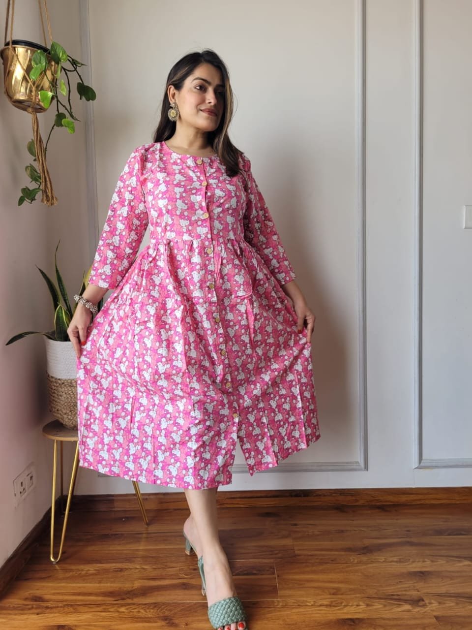 Cotton Printed One Piece Dress