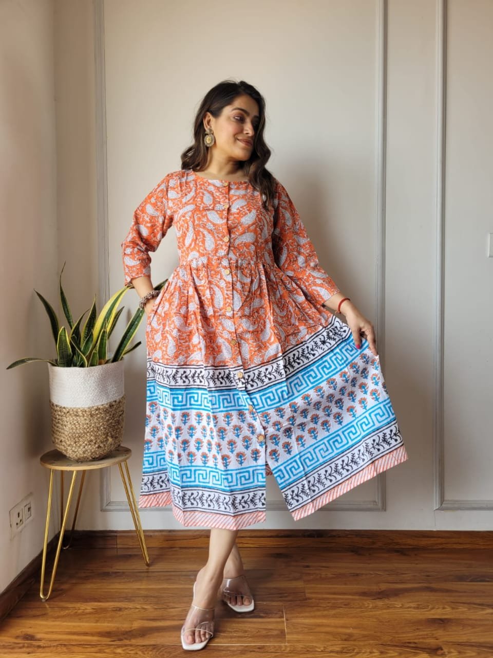 Cotton Printed One Piece Dress