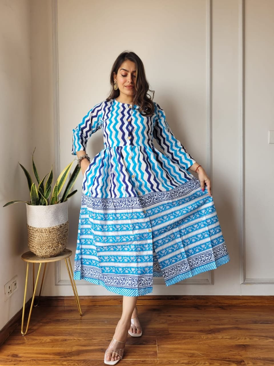 Cotton Printed One Piece Dress