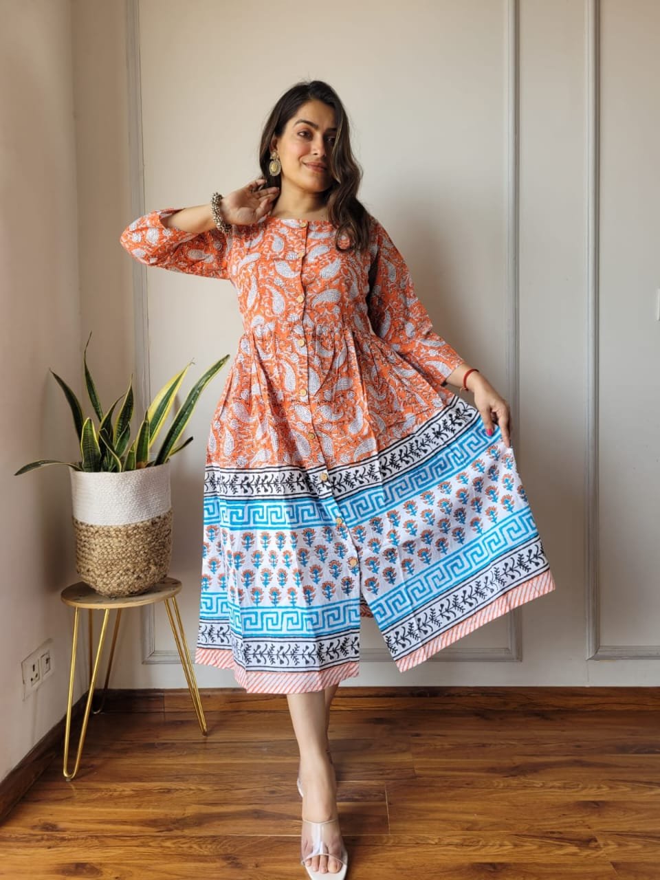 Cotton Printed One Piece Dress
