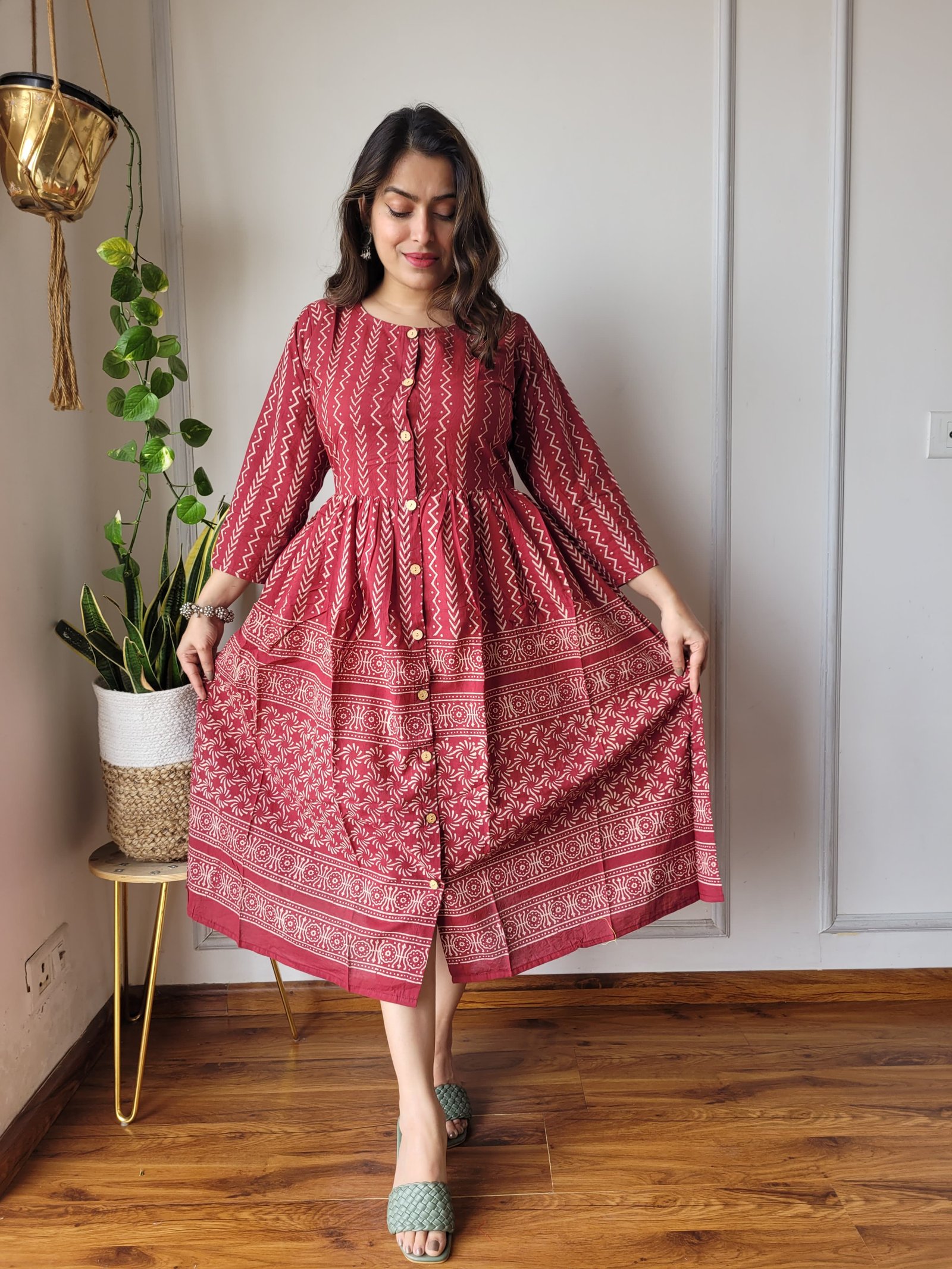Cotton Printed One Piece Dress