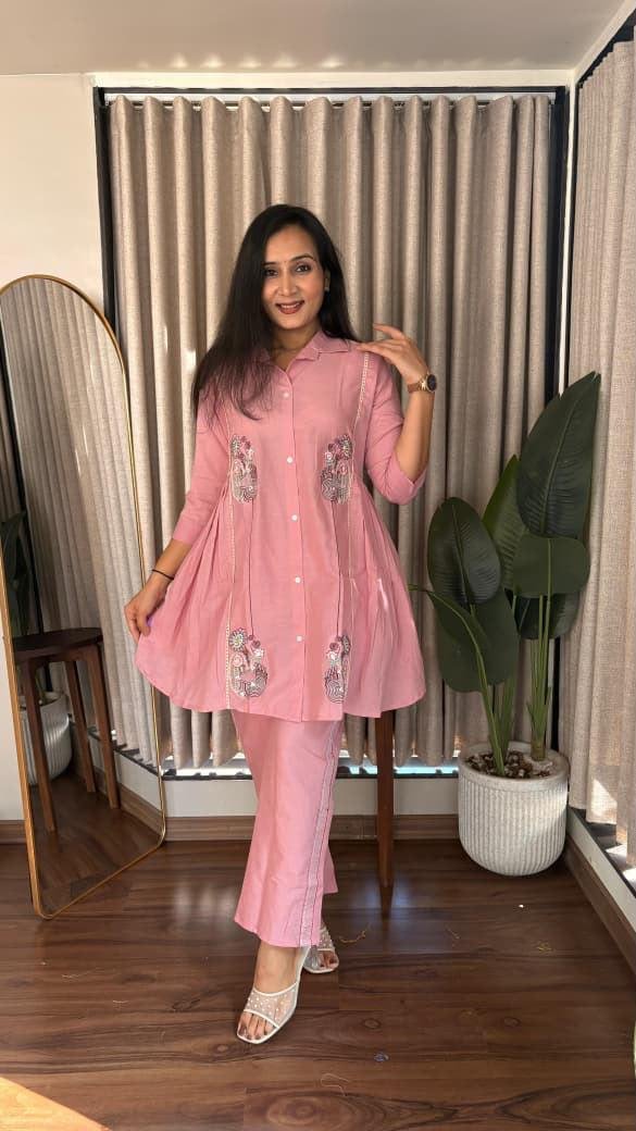 Cotton Embroidered Cord Set
