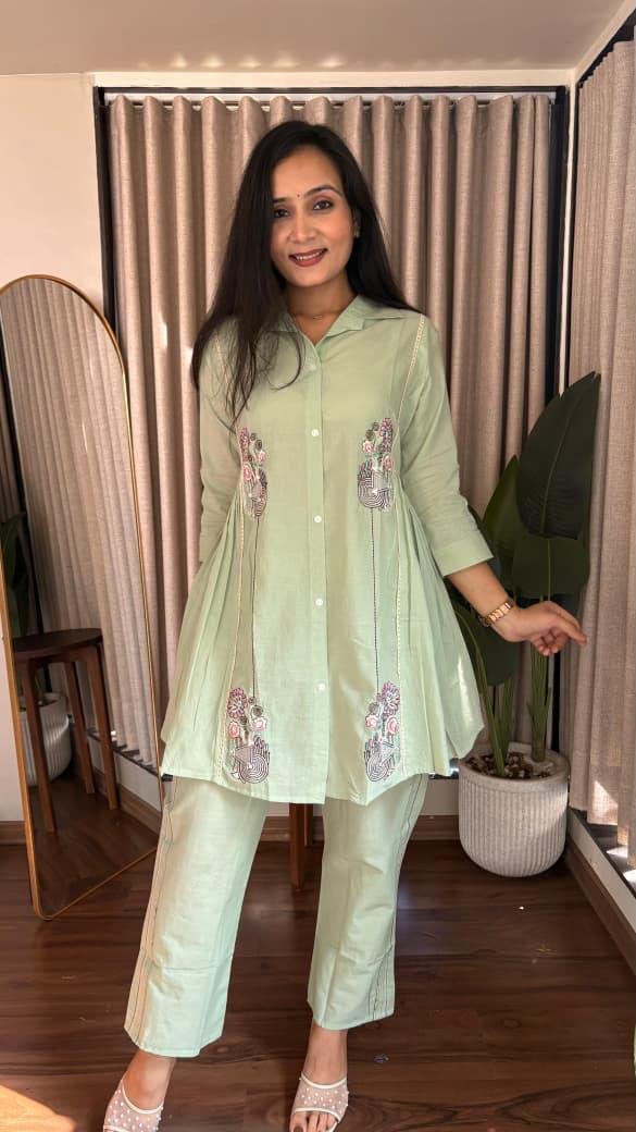 Cotton Embroidered Cord Set