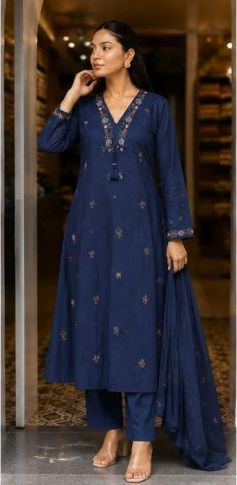 Cotton Embroidered Stitched Suit Set
