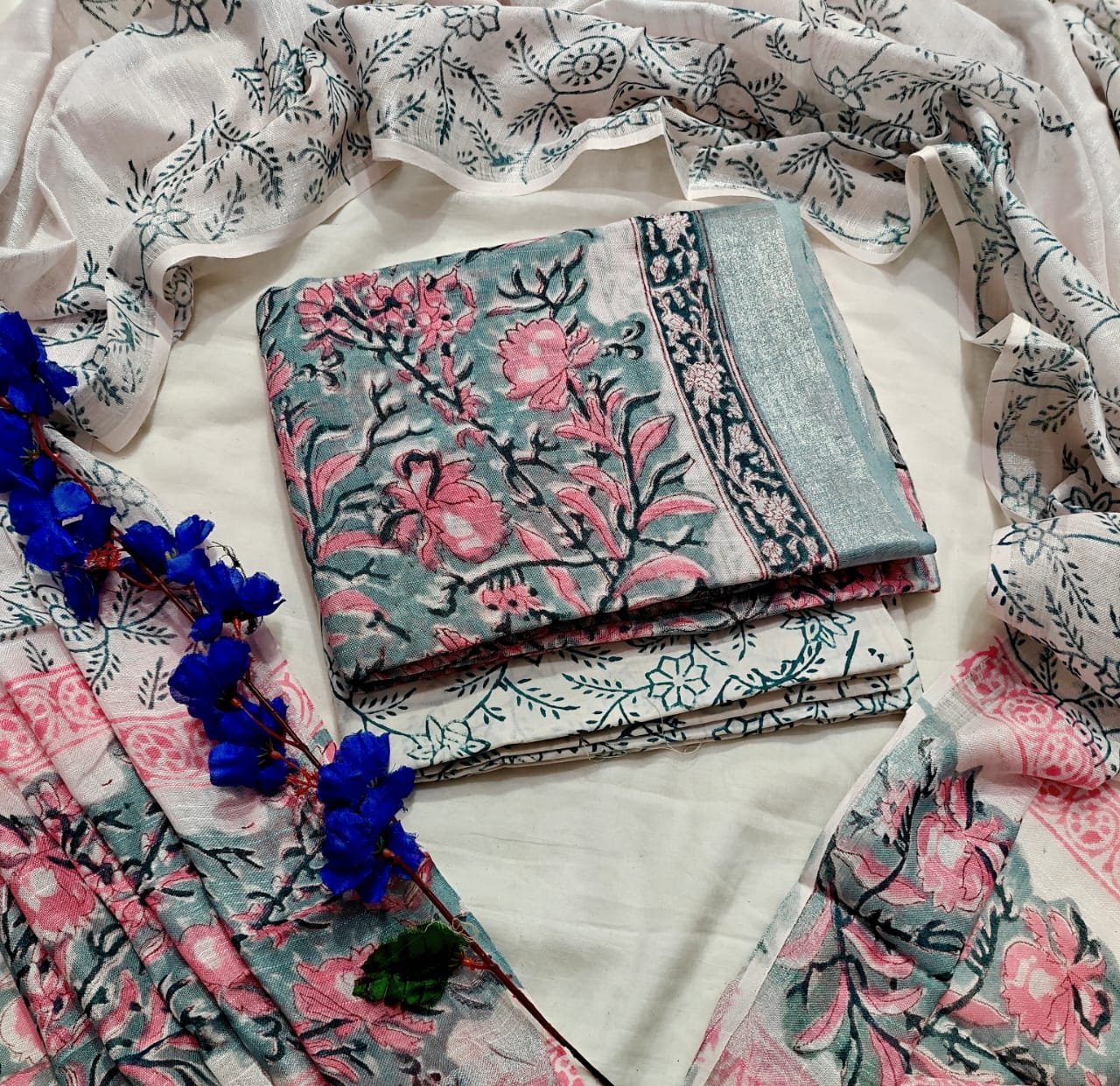 Cotton Linen Printed Suit
