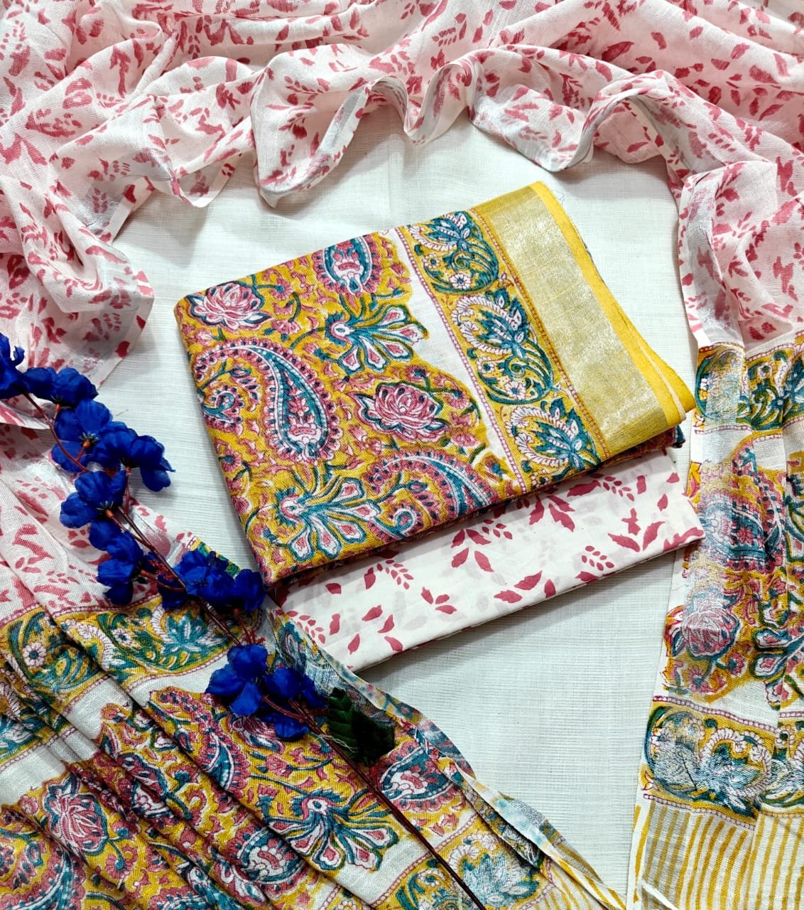 Cotton Linen Printed Suit