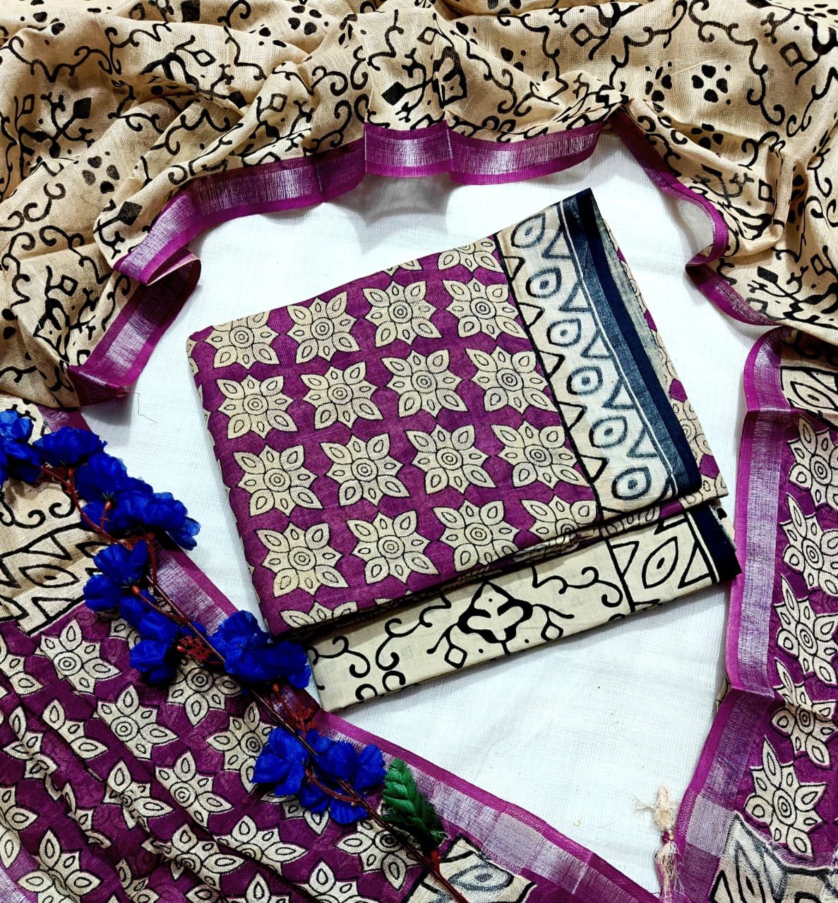 Cotton Linen Printed Suit