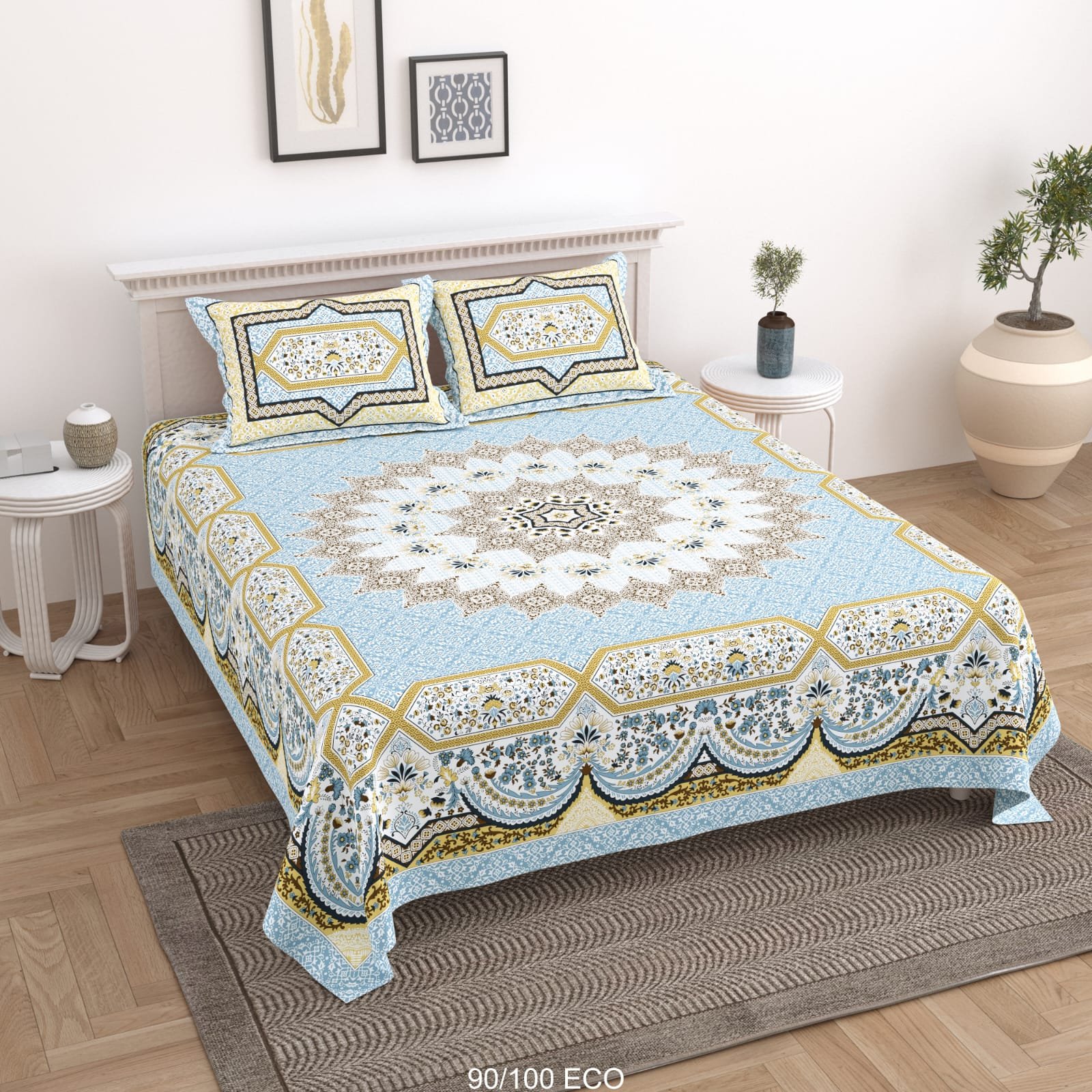 Cotton Viscose Printed Double Bedsheet