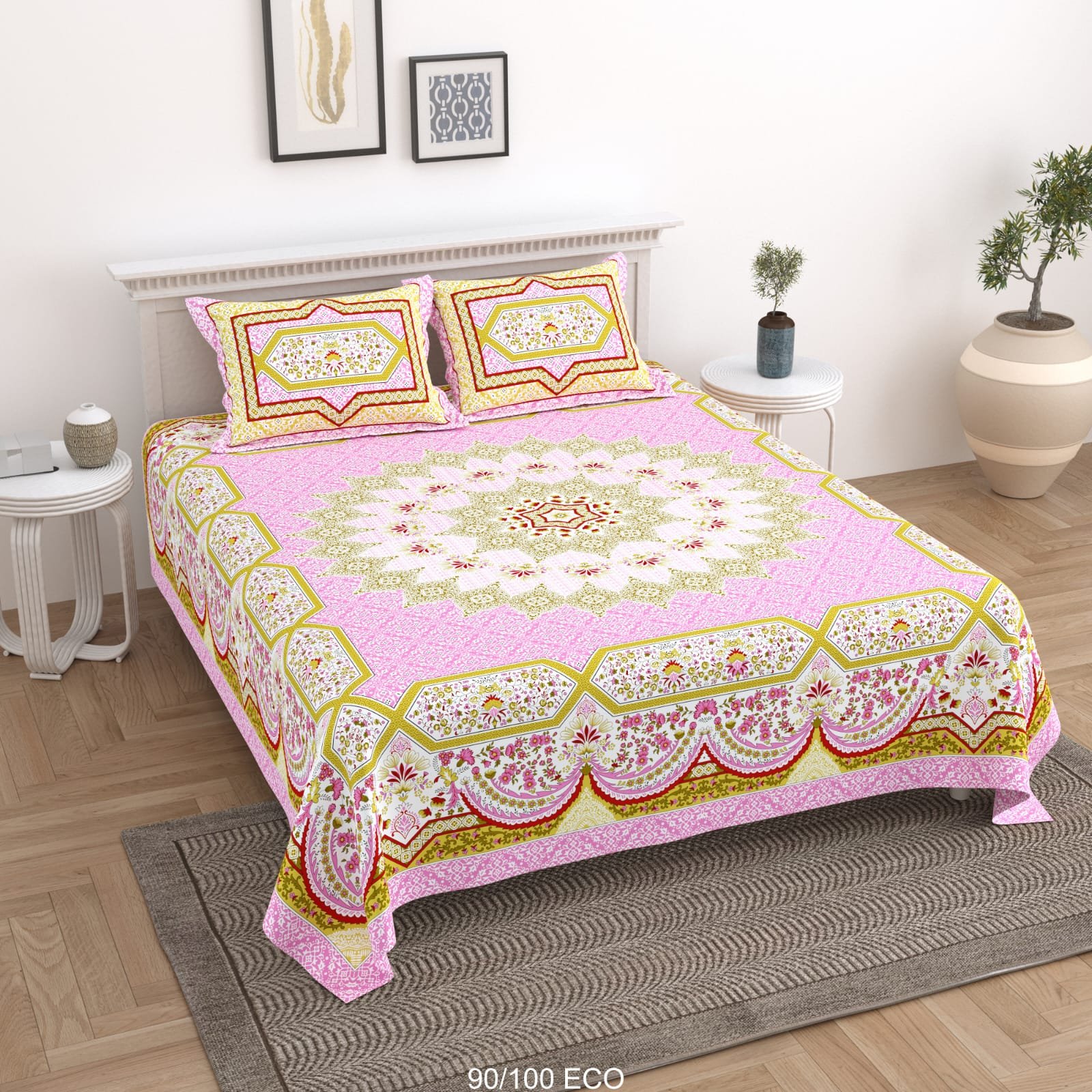 Cotton Viscose Printed Double Bedsheet