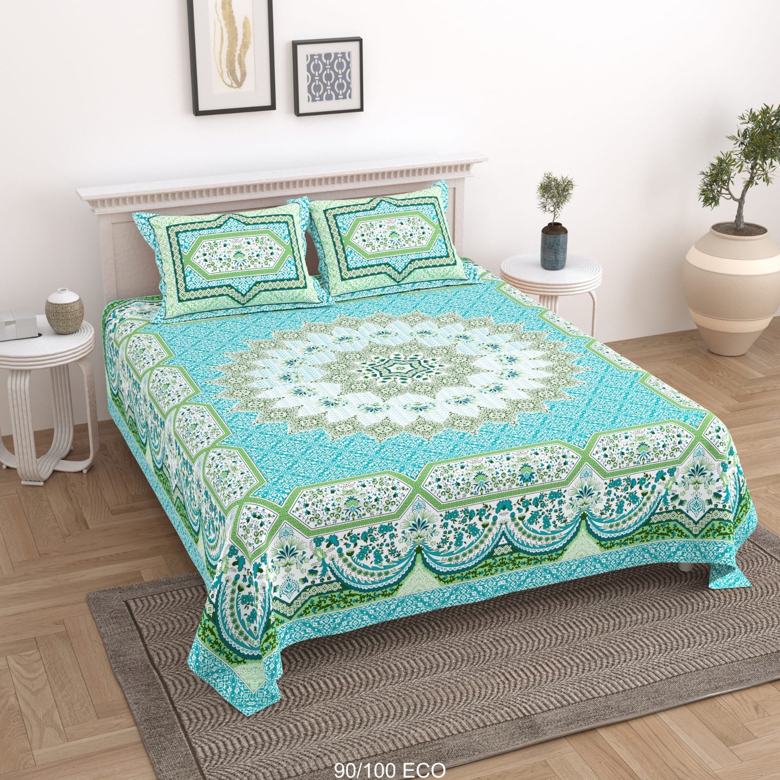 Cotton Viscose Printed Double Bedsheet
