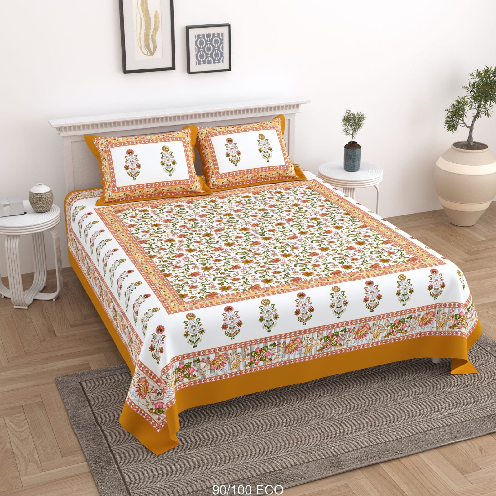 Cotton Viscose Printed Double Bedsheet