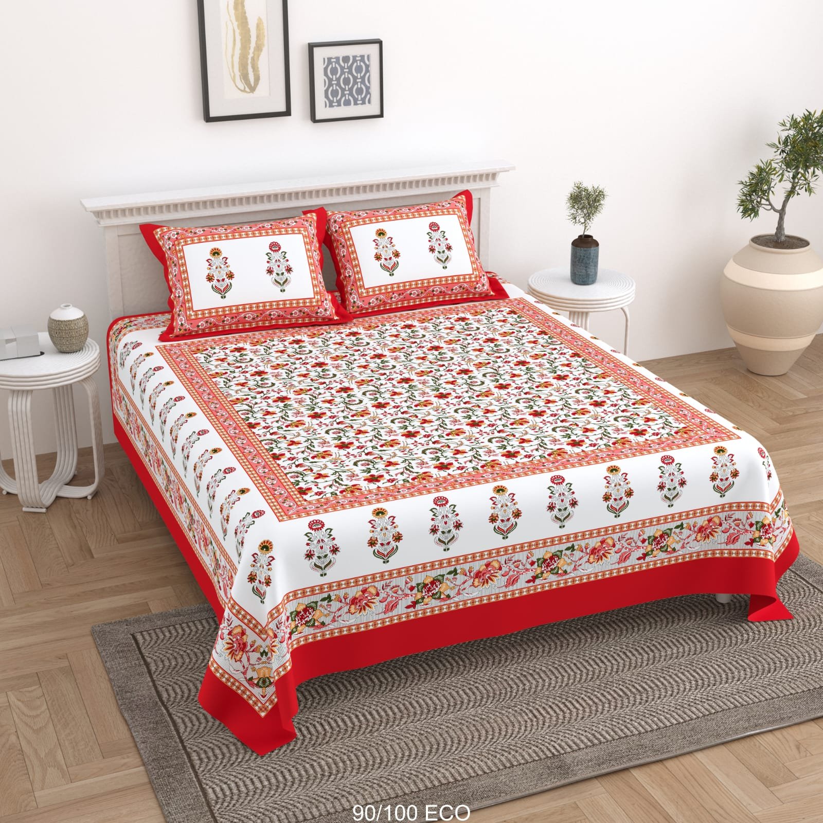 Cotton Viscose Printed Double Bedsheet