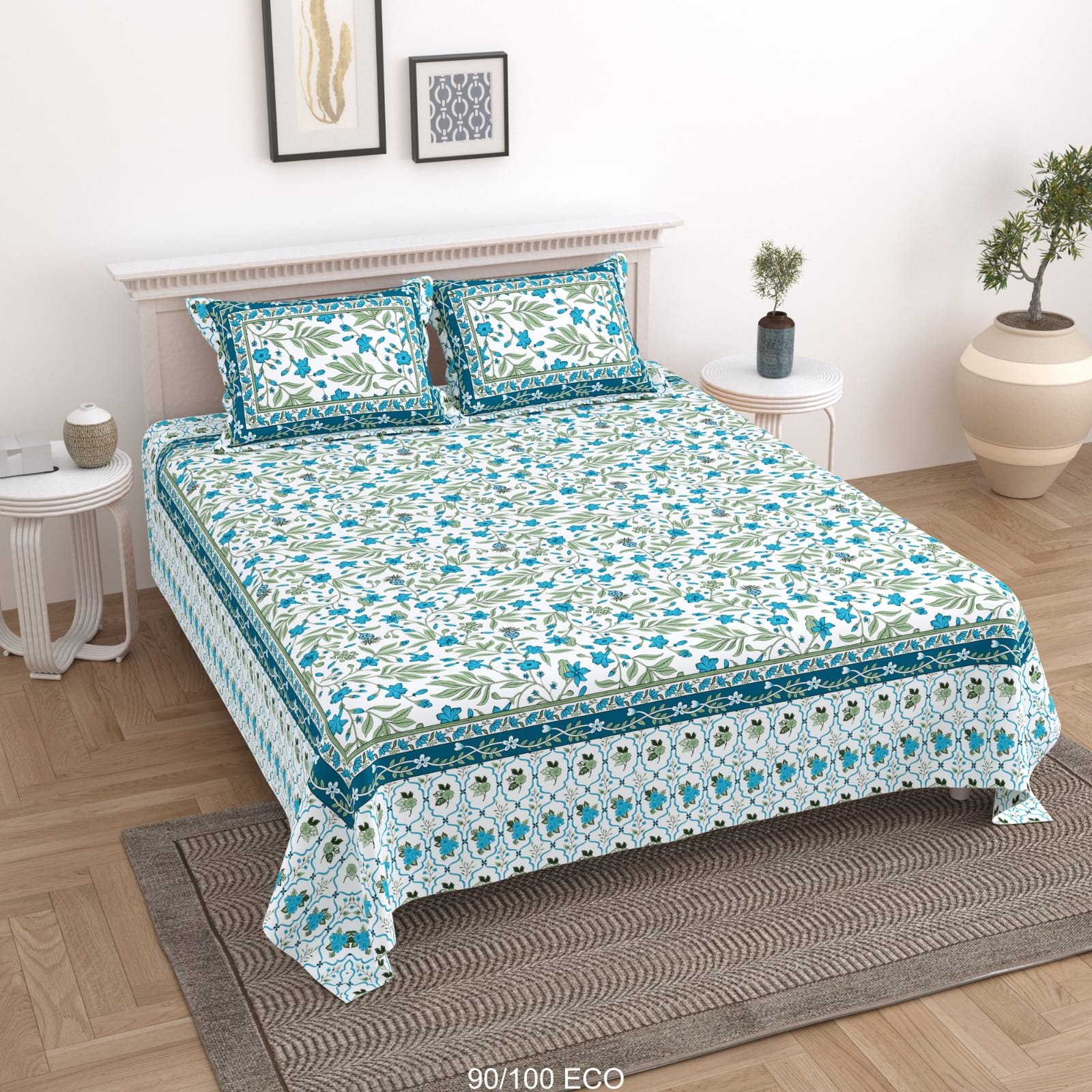 Cotton Viscose Printed Double Bedsheet