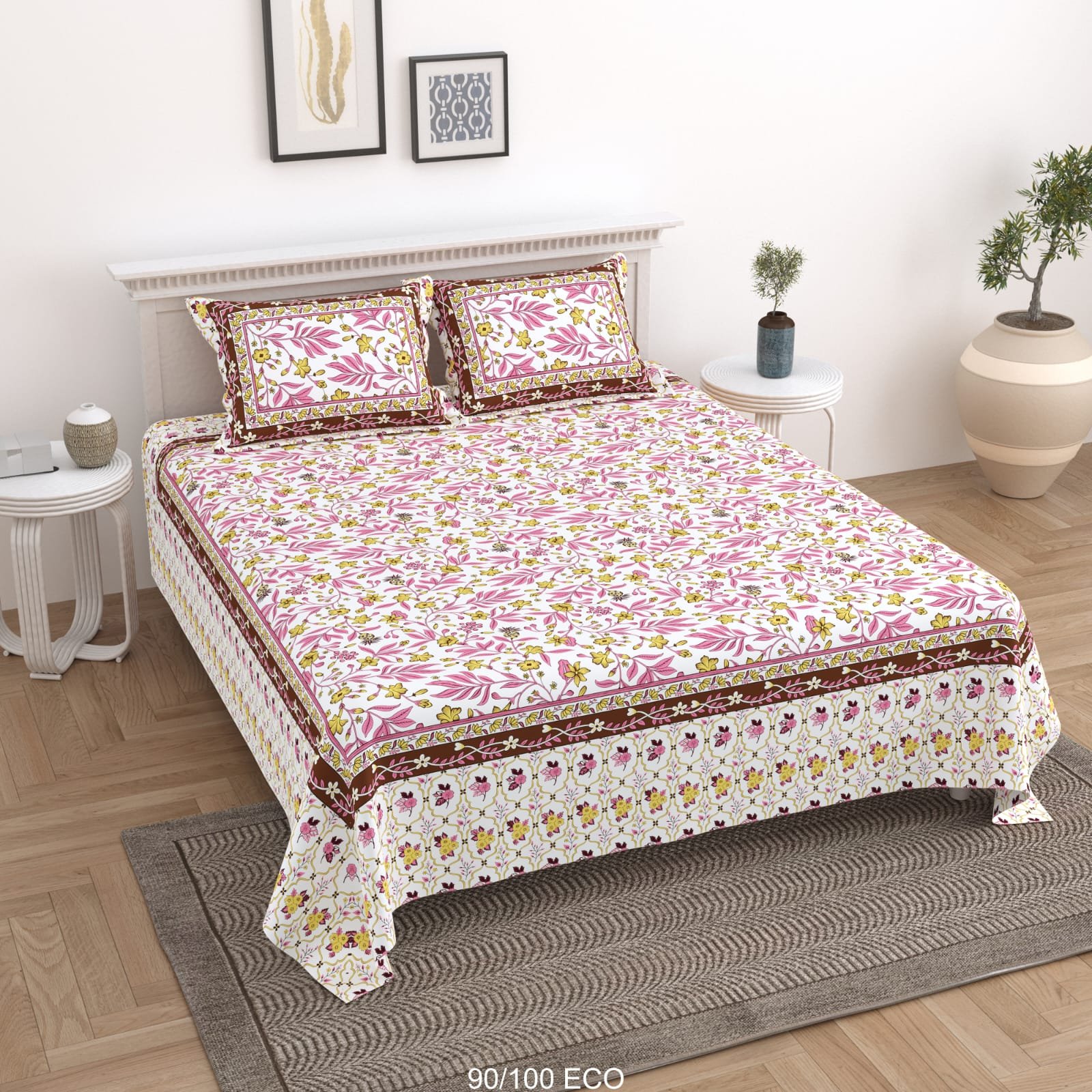 Cotton Viscose Printed Double Bedsheet