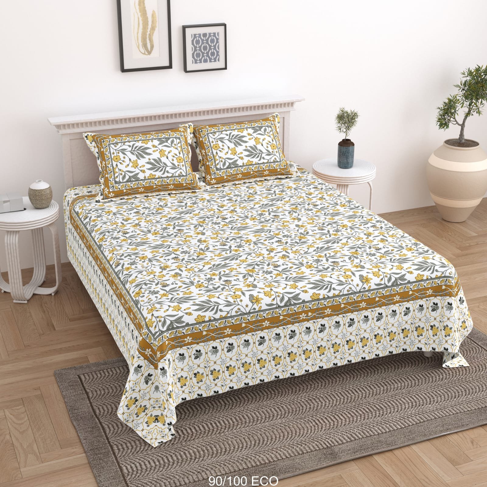 Cotton Viscose Printed Double Bedsheet