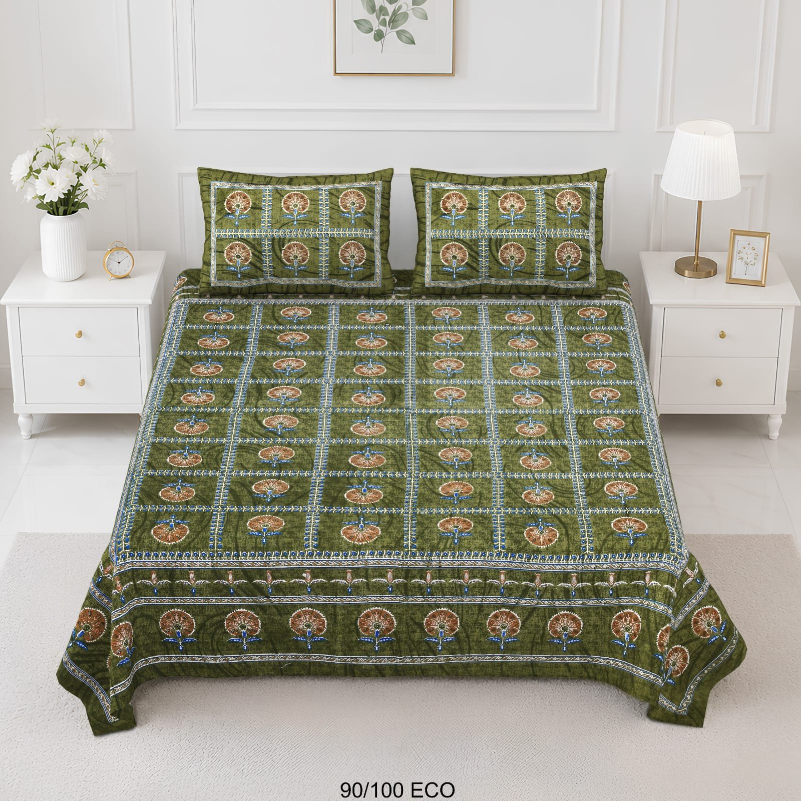 Cotton Viscose Printed Double Bedsheet