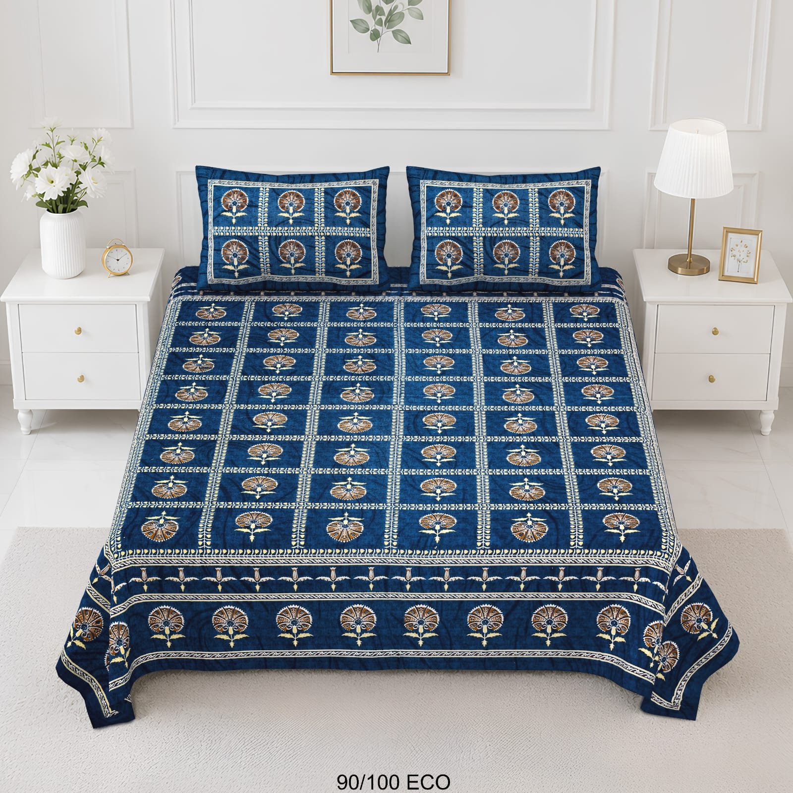 Cotton Viscose Printed Double Bedsheet