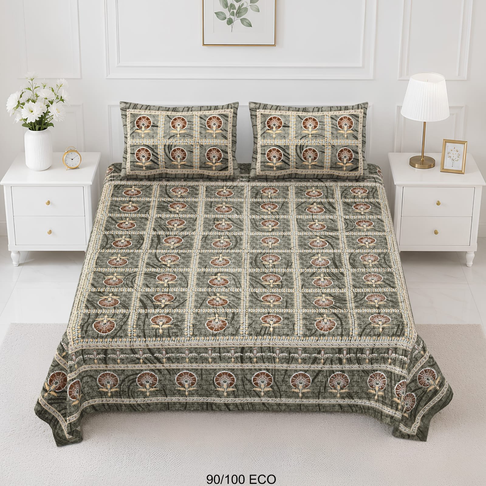 Cotton Viscose Printed Double Bedsheet