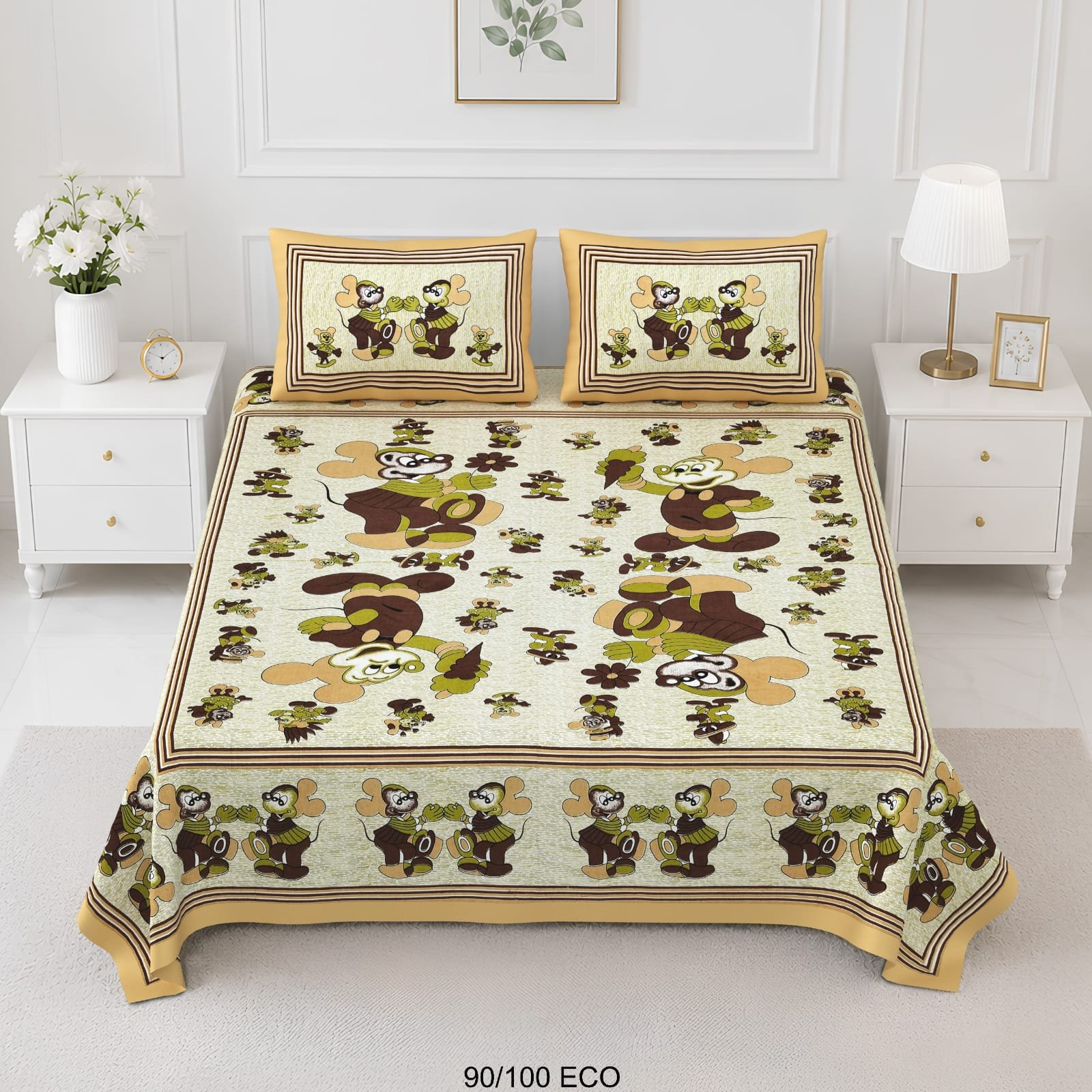 Cotton Viscose Printed Double Bedsheet