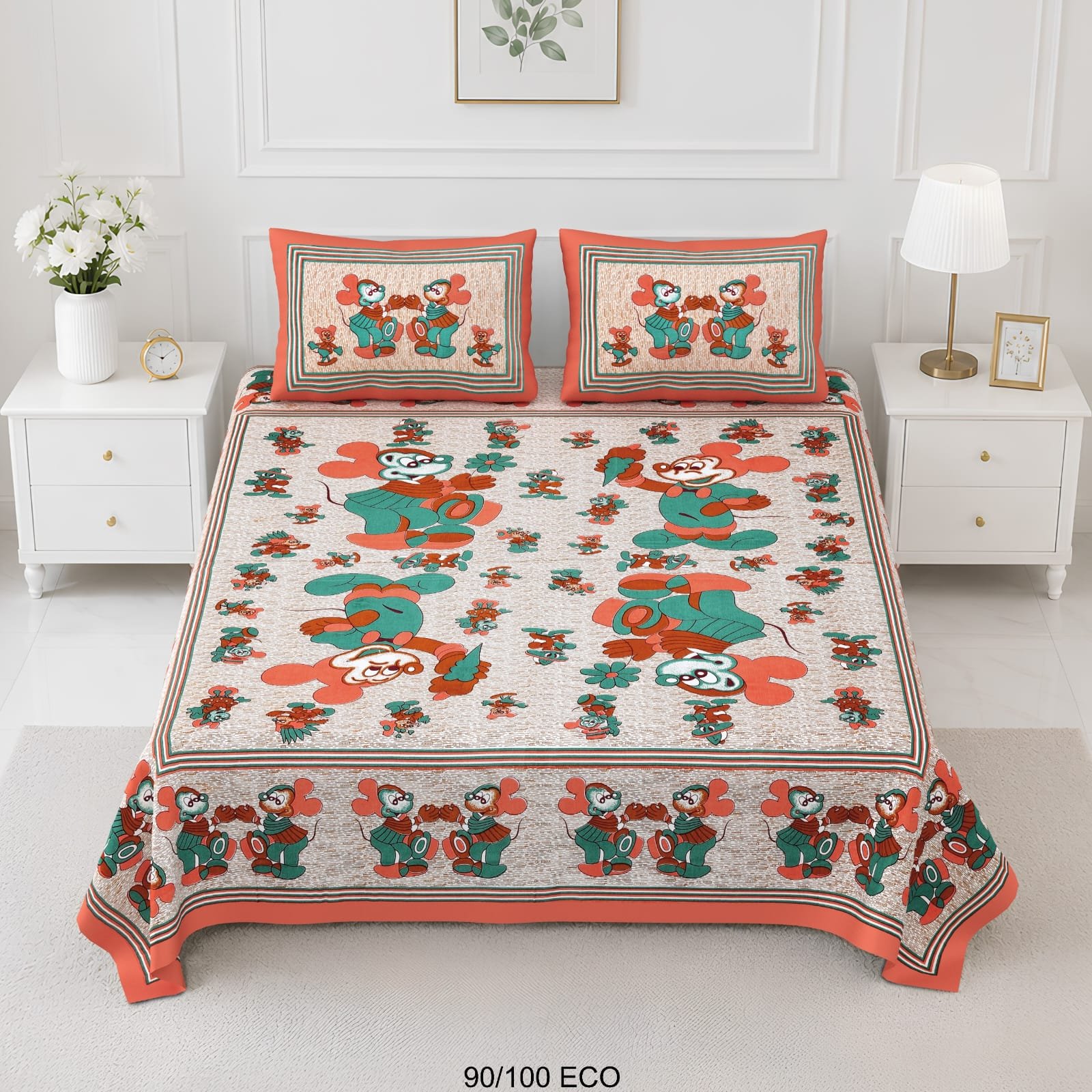 Cotton Viscose Printed Double Bedsheet