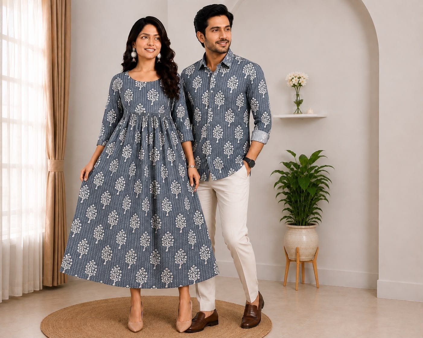 Cotton Printed Couple Combo Set