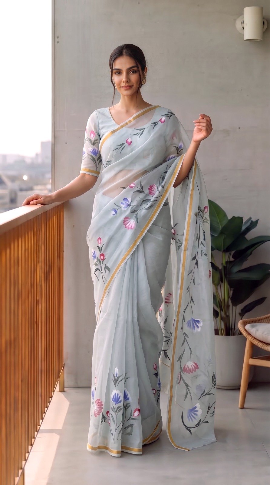 Organza Hand Painted Saree