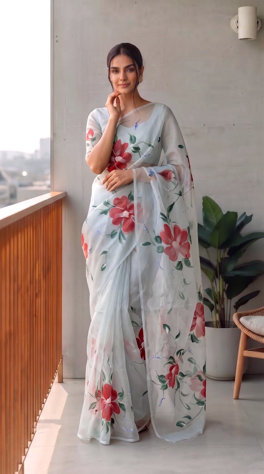 Organza Hand Painted Saree