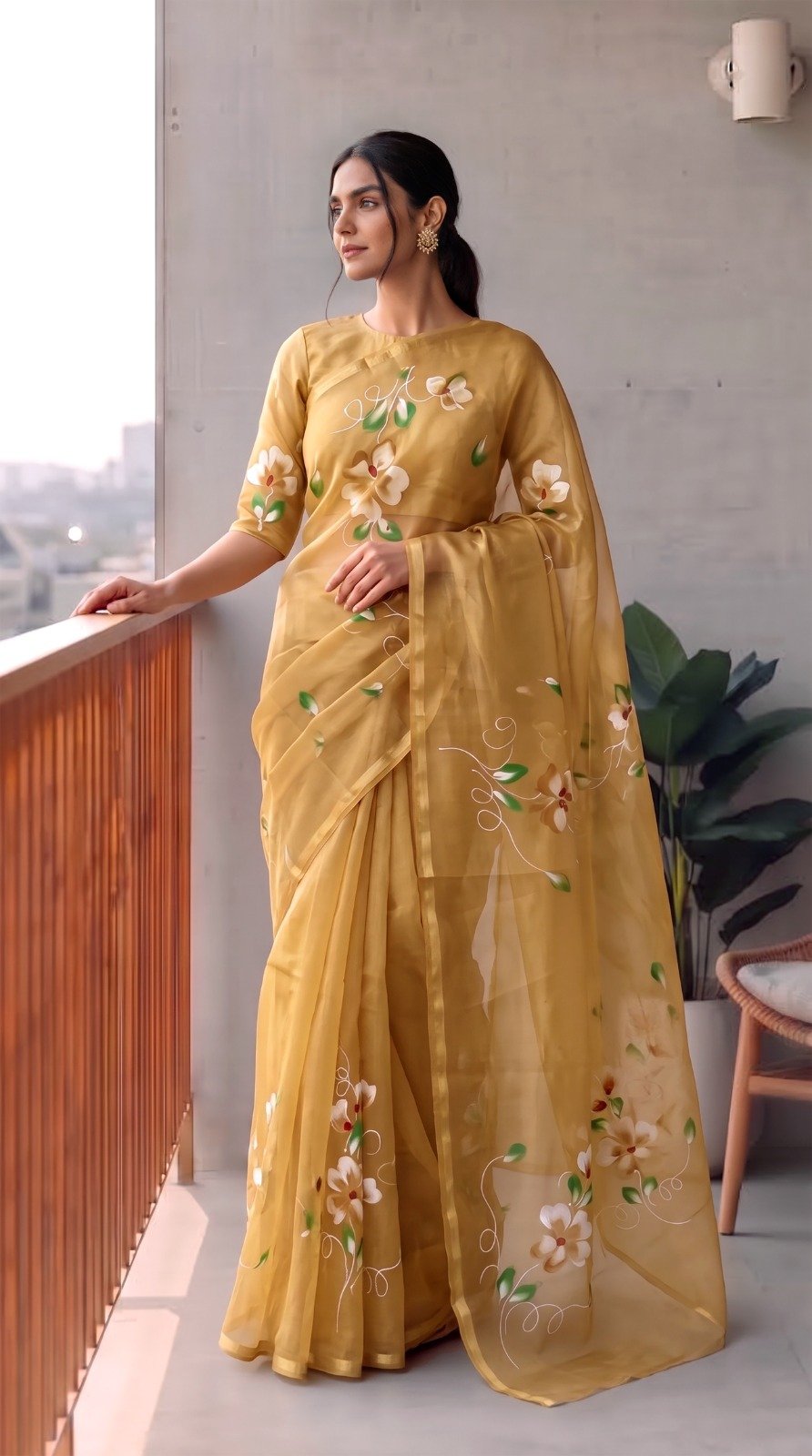 Organza Hand Painted Saree