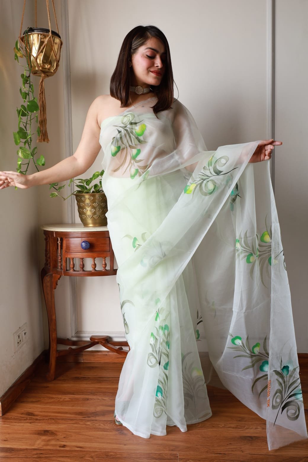 Organza Hand Painted Saree