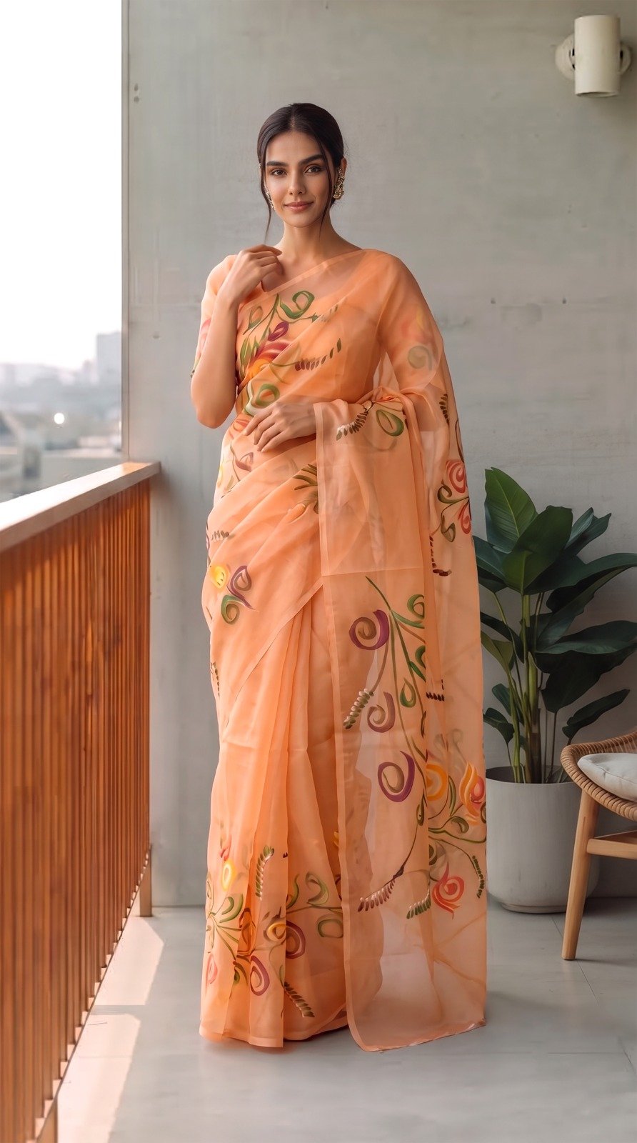 Organza Hand Painted Saree