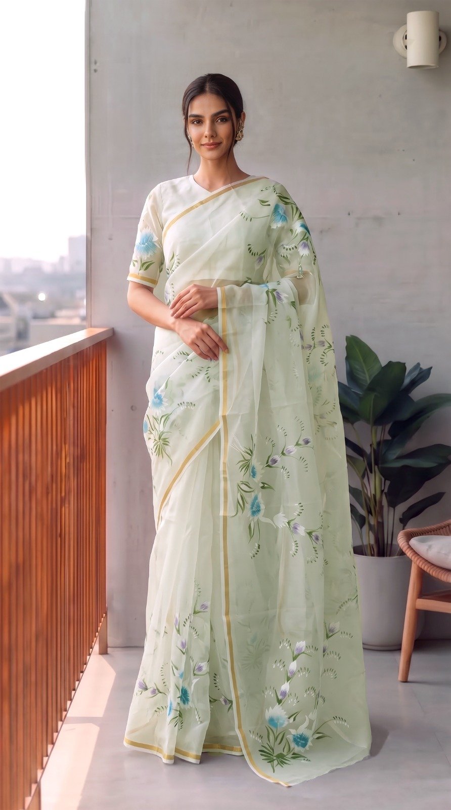 Organza Hand Painted Saree