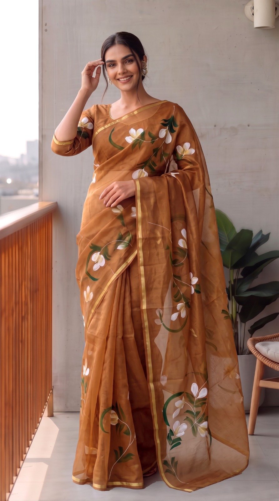 Organza Hand Painted Saree