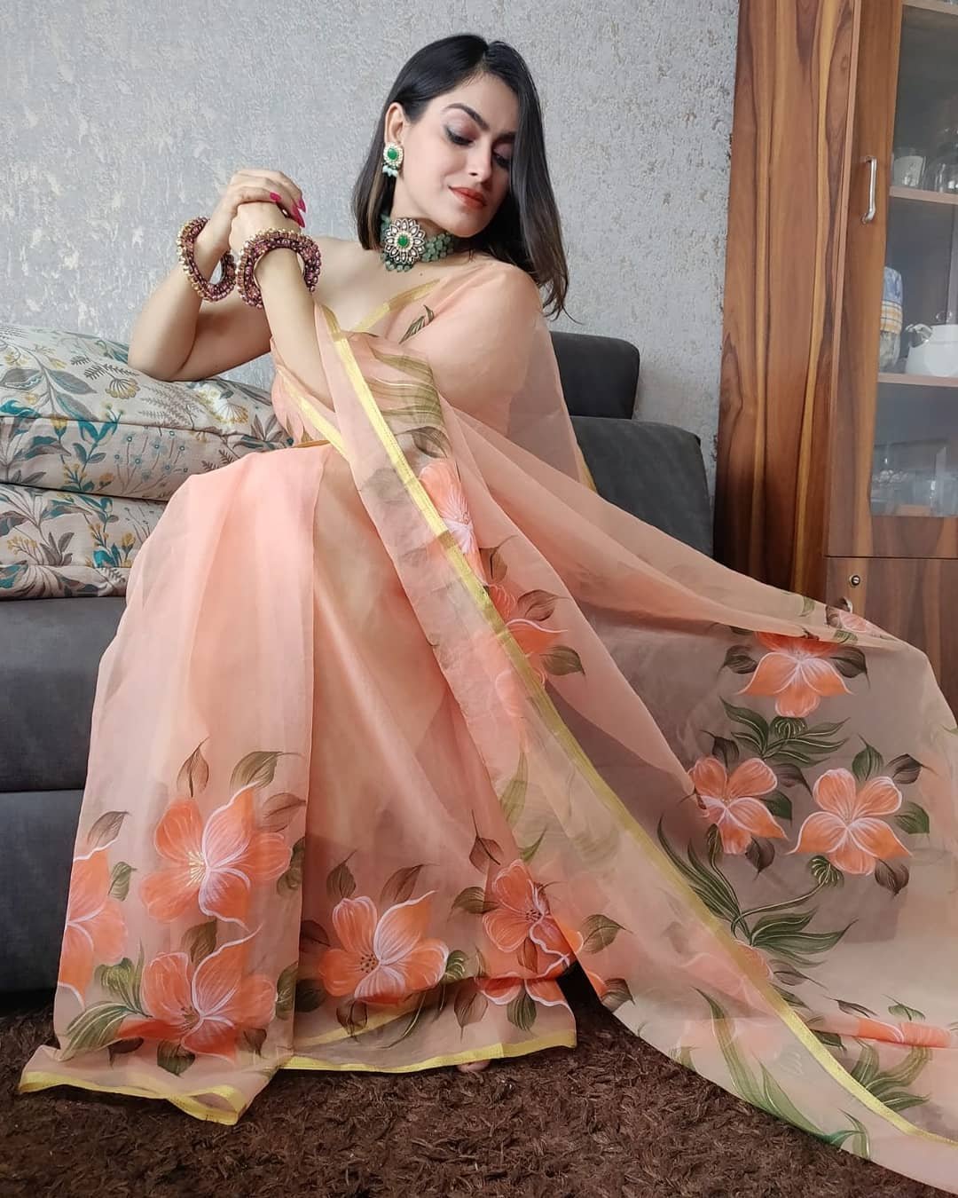 Organza Hand Painted Saree
