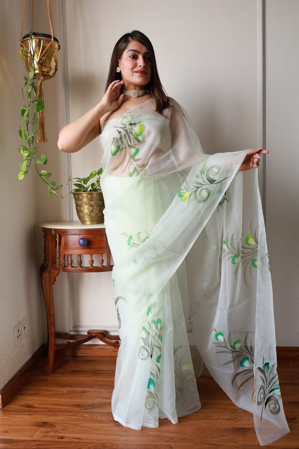 Organza Hand Painted Saree