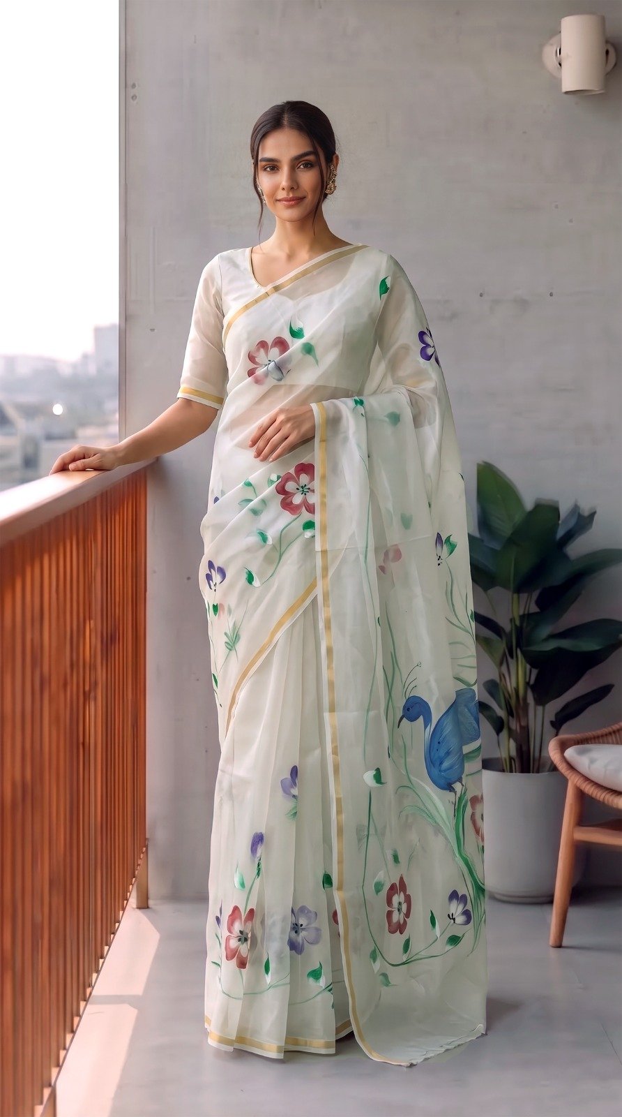 Organza Hand Painted Saree