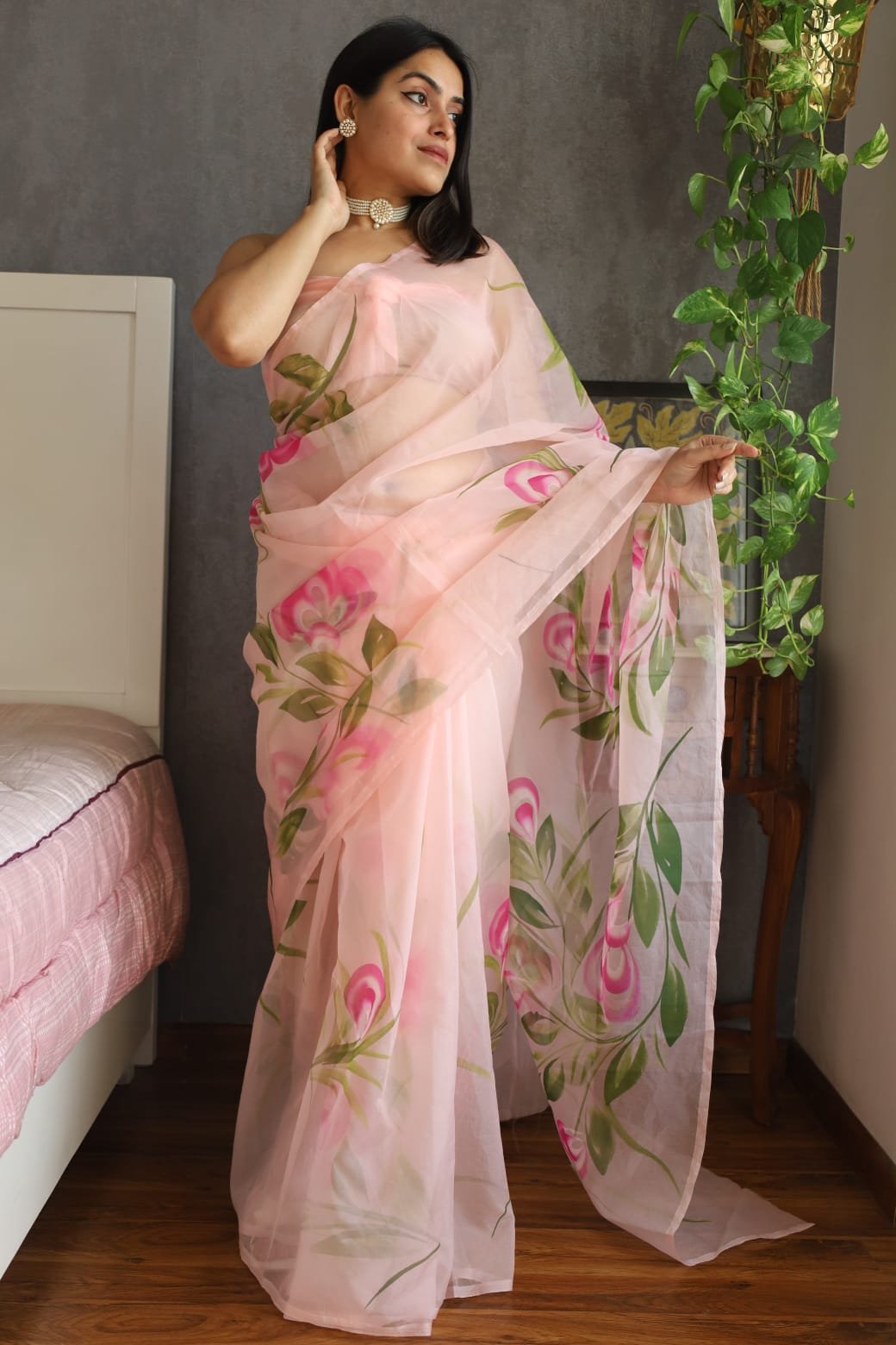 Organza Hand Painted Saree