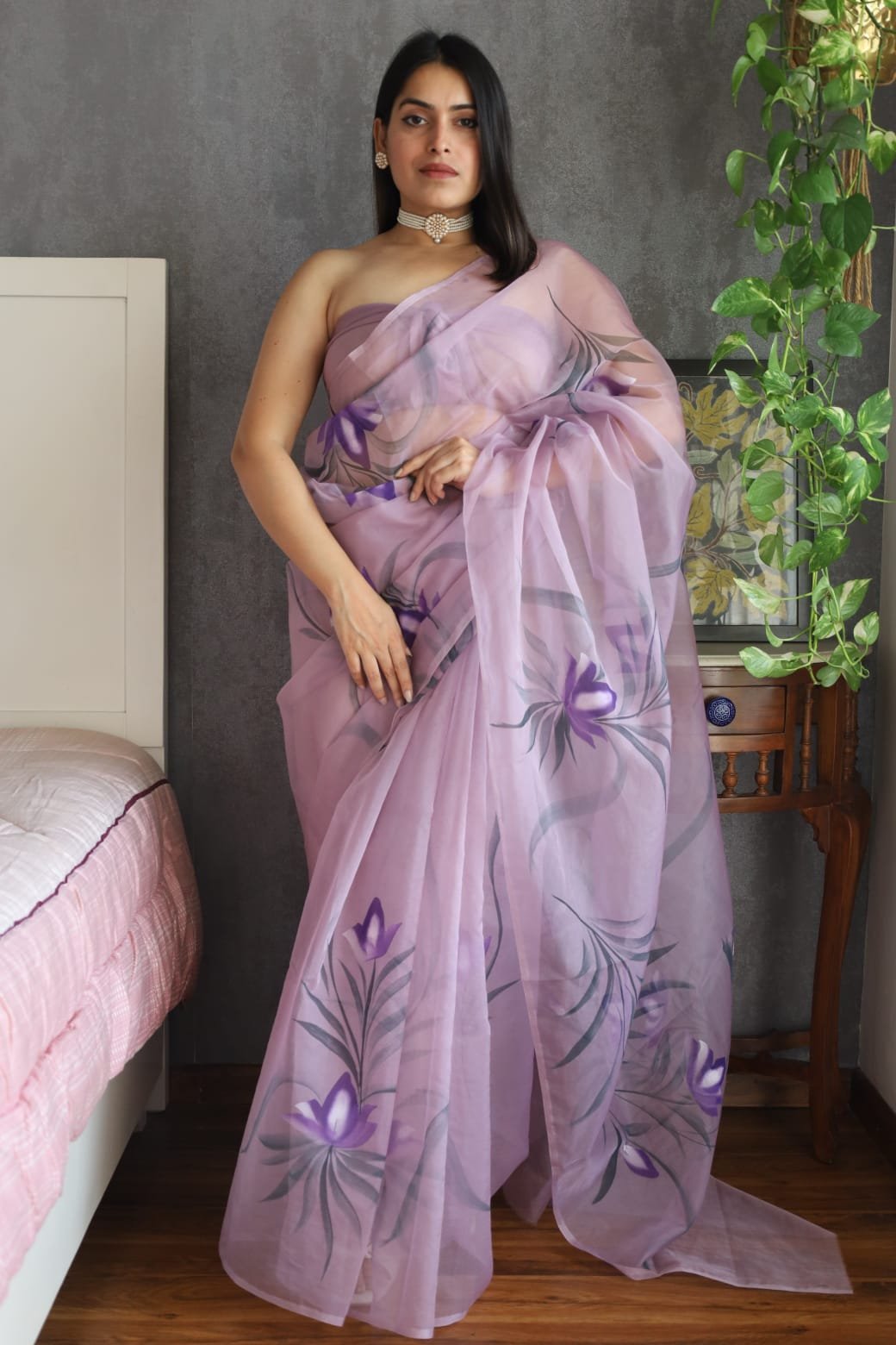 Organza Hand Painted Saree