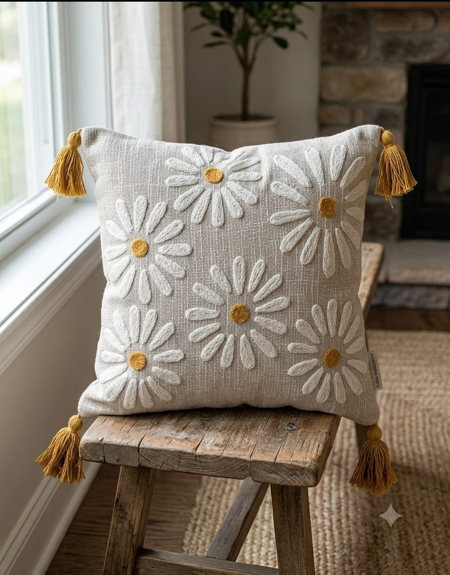 Cotton Embroidered cushion cover Set of 2