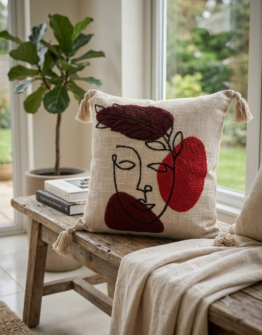 Cotton Embroidered cushion cover Set of 2