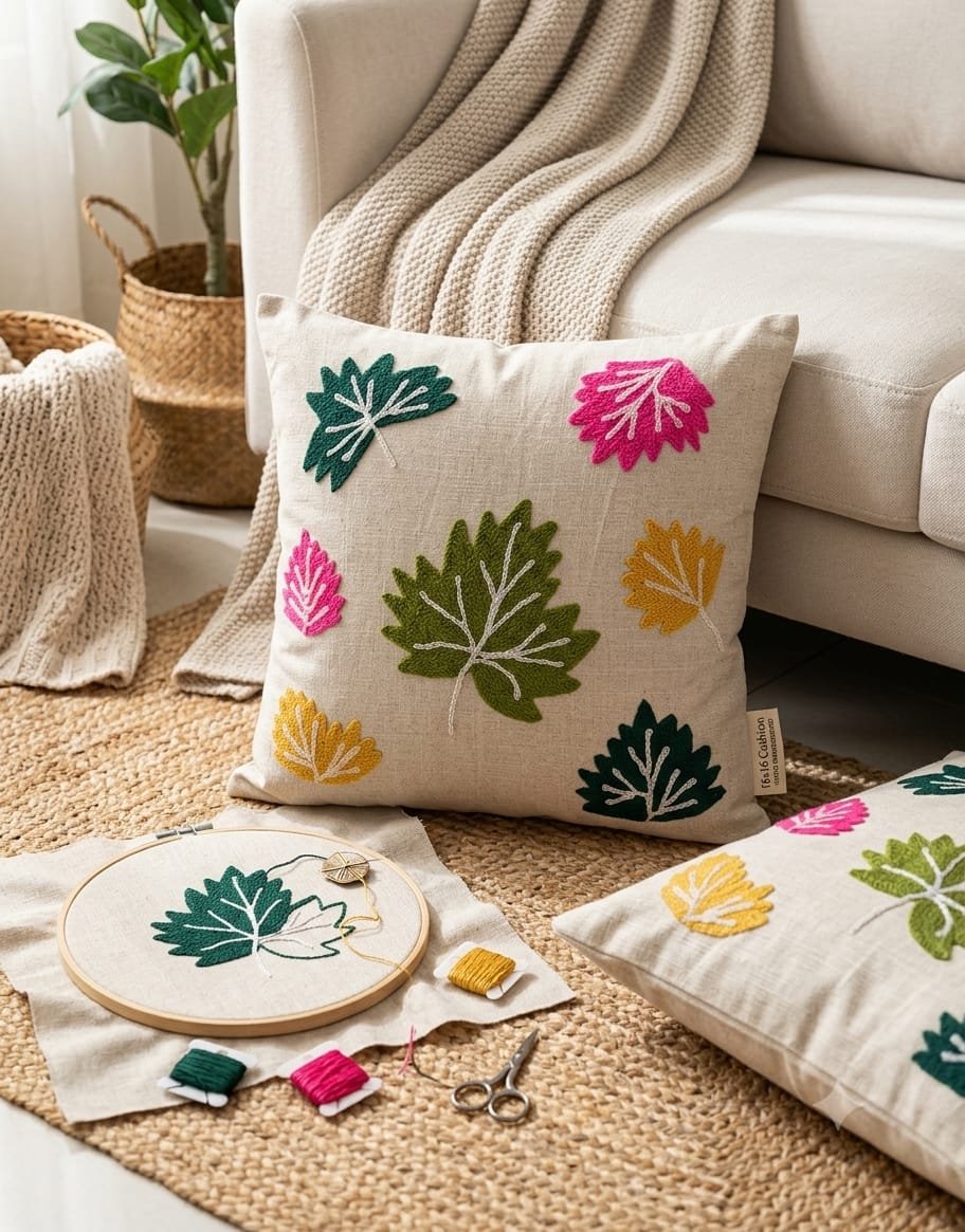 Cotton Embroidered cushion cover Set of 2
