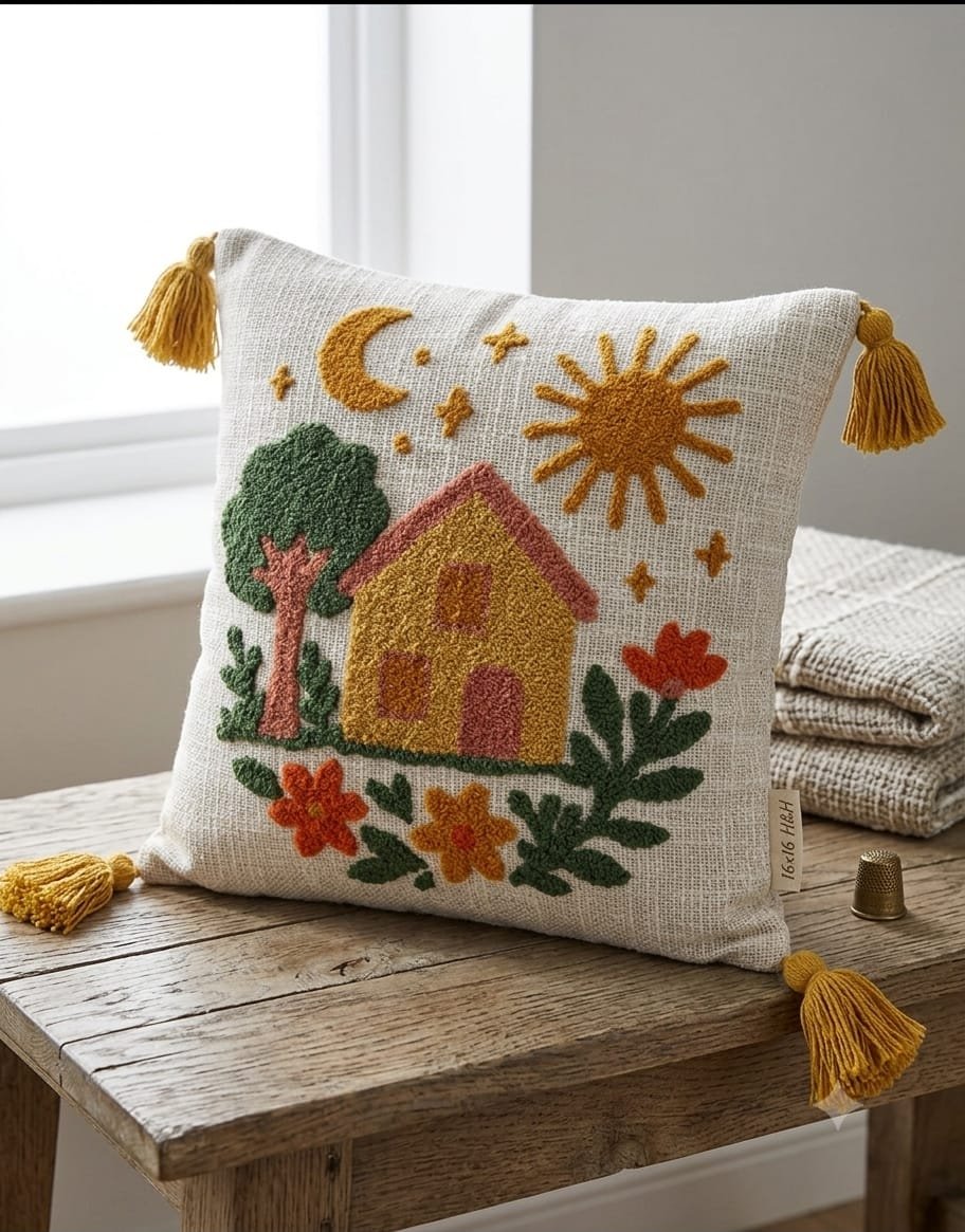 Cotton Embroidered cushion cover Set of 2