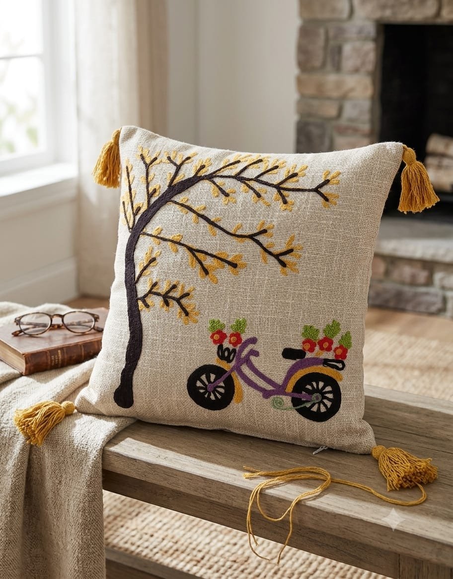 Cotton Embroidered cushion cover Set of 2