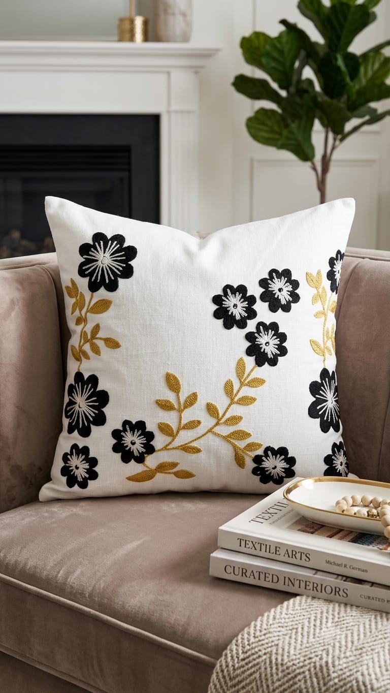 Cotton Embroidered cushion cover Set of 2